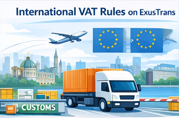 European and international logistics routes with VAT regulations and cross-border transport compliance